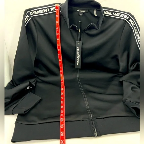 KARL LAGERFELD PARIS, LARGE BLACK JACKET WITH TWO POCKETS, 96% POLYESTER, LARGE - Picture 9 of 13